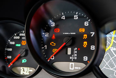 Closeup of car dash display