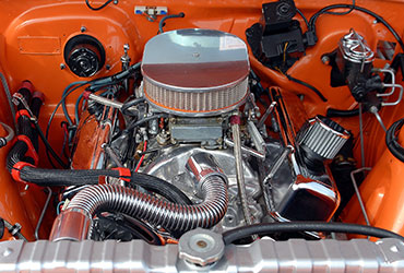 Closeup of restored classic engine