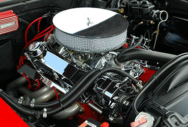 Closeup of pristine v8 engine